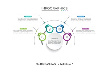 Vector infographic business presentation template with circular interconnection with 4 options.