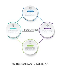 Vector infographic business presentation template with circular interconnection with 4 options.