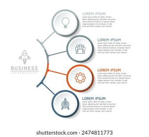 Vector infographic business presentation template with circular interconnection with 4 options.