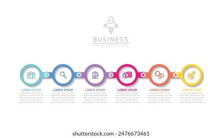 Vector infographic business presentation template with circular interconnection with 6 options.
