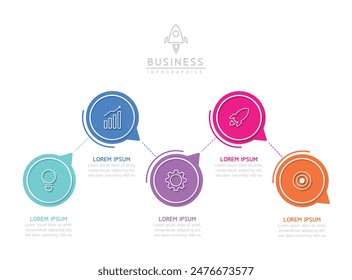 Plantilla de presentación de negocios con infografía de Vector con interconexión circular con 5 opciones.