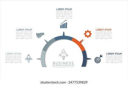 Plantilla de presentación de negocios de infografía de Vector conectada con 5 opciones