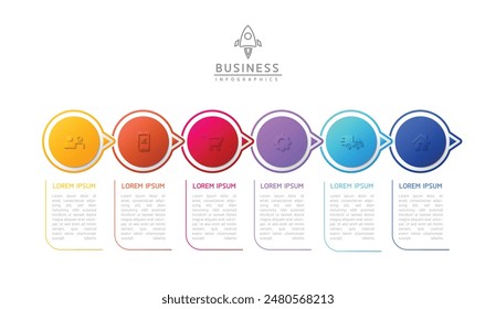Vector infográfico Plantilla de presentación empresarial con interconexión circular con 6 opciones.