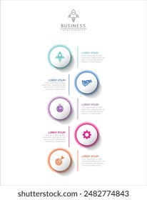 Vector infographic business presentation template with circular interconnection with 5 options.
