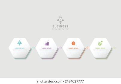 Plantilla de presentación de negocios de infografía de Vector conectada con 4 opciones