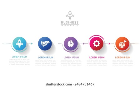 Vektorgrafik Infografik Business Presentation Vorlage mit zirkulärer Verbindung mit 5 Optionen.
