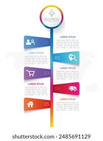 Vector infographic business presentation template connected with 5 options