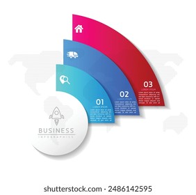 Plantilla de presentación de negocios de infografía de Vector conectada con 3 opciones