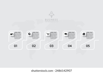 Plantilla de presentación de negocios de infografía de Vector conectada con 5 opciones