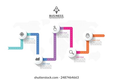 Vector infographic business presentation template with circular interconnection with 5 options.
