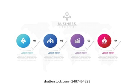 Plantilla de presentación de negocios de infografía de Vector conectada con 4 opciones