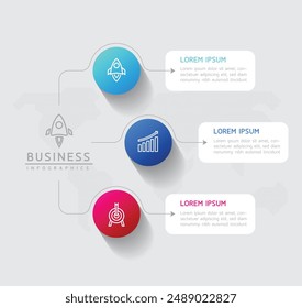 Vector infographic business presentation template with circular interconnection with 3 options.