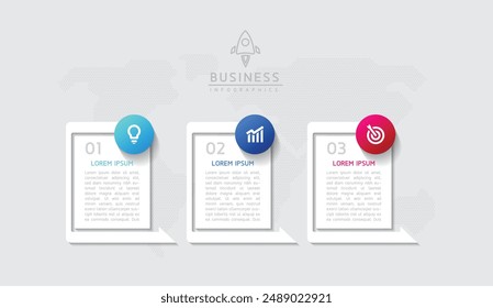 Vector infographic business presentation template connected with 3 options