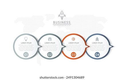 Vector infográfico Plantilla de presentación de negocios con interconexión circular con 4 opciones.