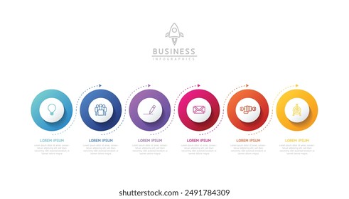 Vector infographic business presentation template connected with 6 options
