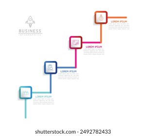 Plantilla de presentación de negocios de infografía de Vector conectada con 4 opciones