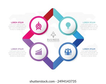 Vector infographic business presentation template with circular interconnection with 4 options.