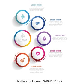 Plantilla de presentación de negocios con infografía de Vector con interconexión circular con 5 opciones.