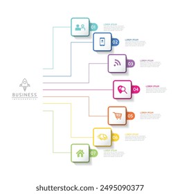 Vector infographic business presentation template connected with 7 options