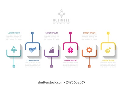 Plantilla de presentación de negocios de infografía de Vector conectada con 6 opciones