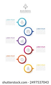 Vector infographic business presentation template with circular interconnection with 6 options.