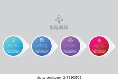 Vector infographic business presentation template with circular interconnection with 4 options.
