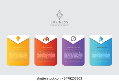 Plantilla de presentación de negocios de infografía de Vector conectada con 4 opciones