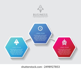 Vector infographic business presentation template connected with 3 options
