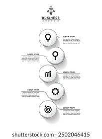 Vector infographic business presentation template connected with 5 options