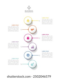 Vector infographic business presentation template with circular interconnection with 6 options.
