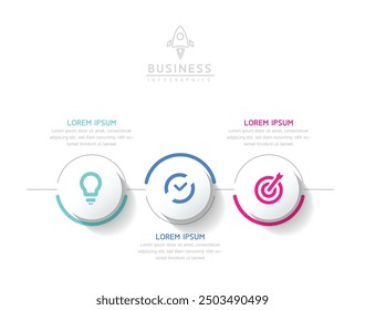 Vector infographic business presentation template with circular interconnection with 3 options.