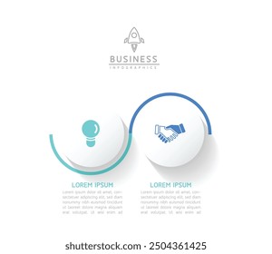 Vector infografía Plantilla de presentación de negocios con interconexión circular con 2 opciones.
