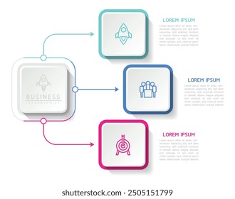 Vector infographic business presentation template connected with 3 options