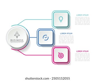 Vector infographic business presentation template connected with 3 options