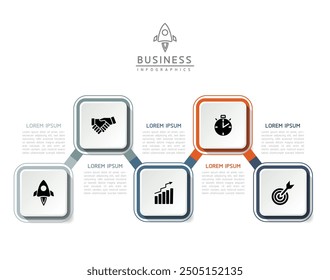 Vector infographic business presentation template connected with 5 options