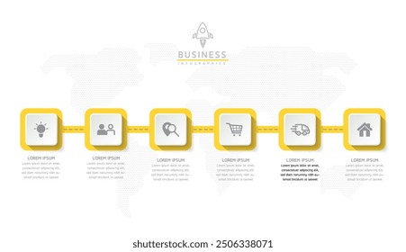 Vector infographic business presentation template connected with 6 options