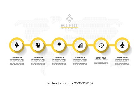 Vector infographic business presentation template with circular interconnection with 6 options.