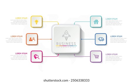 Vector infographic business presentation template connected with 6 options