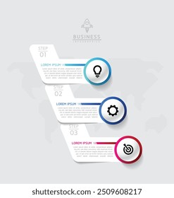 Vector infographic business presentation template with circular interconnection with 3 options.
