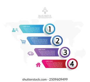 Vector infographic business presentation template with circular interconnection with 4 options.