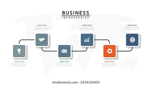 Vector infographic business presentation template connected with 6 options