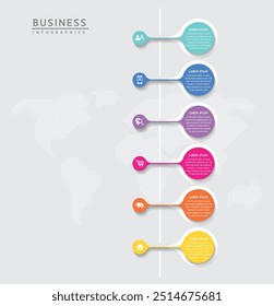 Vector infographic business presentation template connected with 6 options