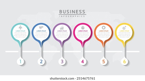Vector infographic business presentation template connected with 6 options