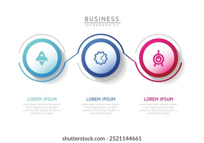 Vector infographic business presentation template connected with 3 options