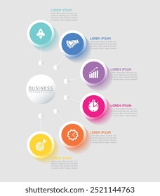 Vector infographic business presentation template connected with 6 options