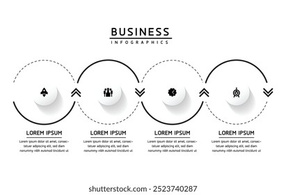 Vector infographic business presentation template with circular interconnection with 4 options.