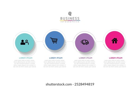 Vector infographic business presentation template with circular interconnection with 4 options.