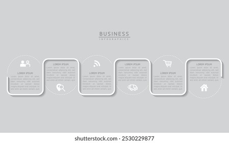 Vector infographic business presentation template connected with 6 options