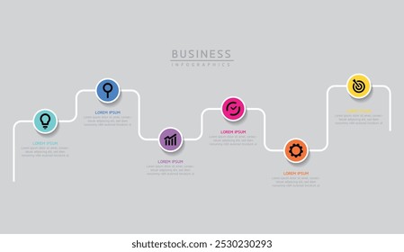 Vector infografía Plantilla de presentación de negocios con interconexión circular con 6 opciones.