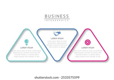 Vector infographic business presentation template connected with 3 options